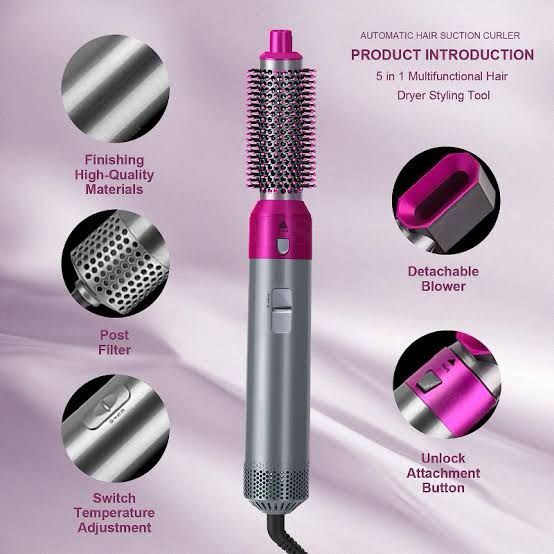 5 In 1 Wrap (Hot Air Brush + Hair Styler + Hair Starightning Brush + Automatic Curler)